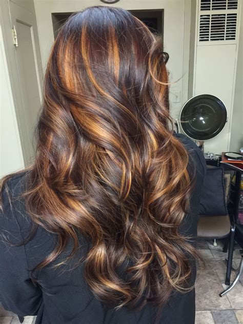 caramel highlights on brown|chunky caramel highlights dark hair.